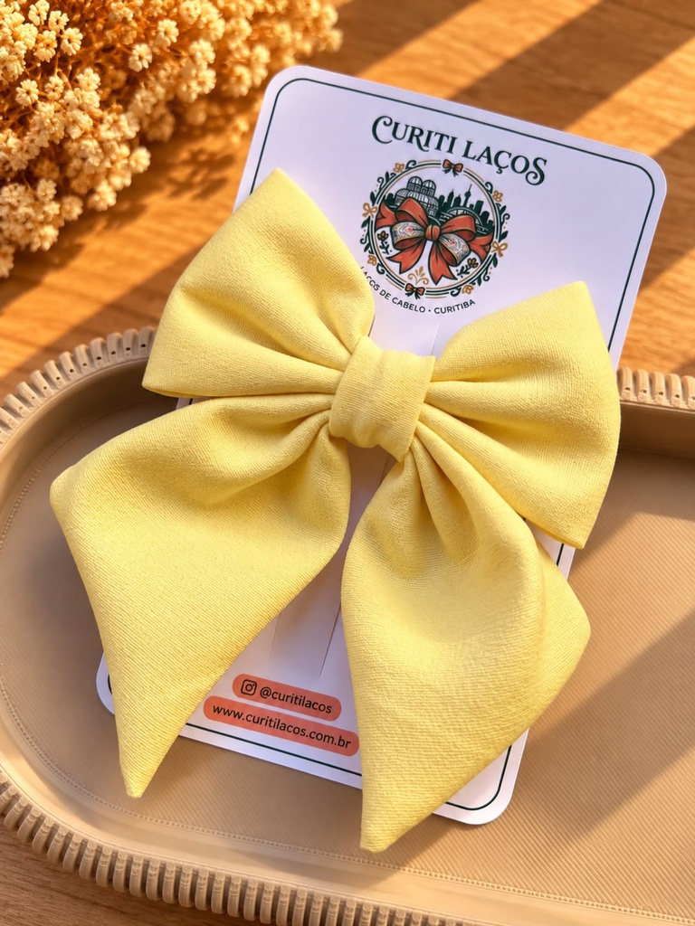 Laço Luxo Linho Amarelo - Bico de Pato